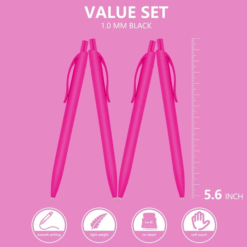 deegtran Pens Bulk, 100 Pack No Bleed Hot Pink Barrel Click Pens, Wholesale Retractable Ballpoint Pens, Pens Medium Point, Smooth Ink Pens, 1.0MM Black Ink - Image 2